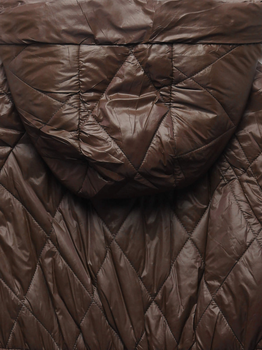 Brązowa damska pikowana kurtka ponczo nietoperz