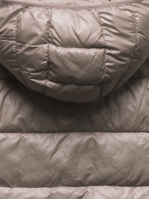 Beżowa zimowa damska kurtka z kapturem