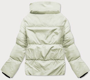 Seledynowa krótka puchowa kurteczka ze stójką