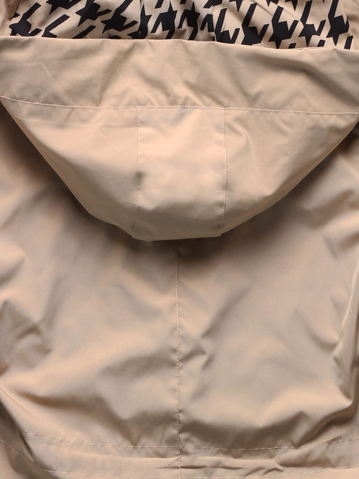 Beżowa genialna kurtka z odpinanym kapturem w pepitkę