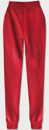 Czerwone damskie dresowe spodnie casualowe z kieszeniami i ściągaczem