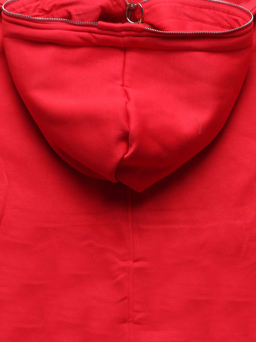 Czerwona unikalna damska długa bluza z kapturem