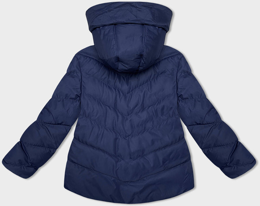 Granatowa pikowana kurtka z kapturem