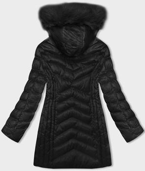 Czarna przejściowa kurtka lekko ocieplana z kapturem