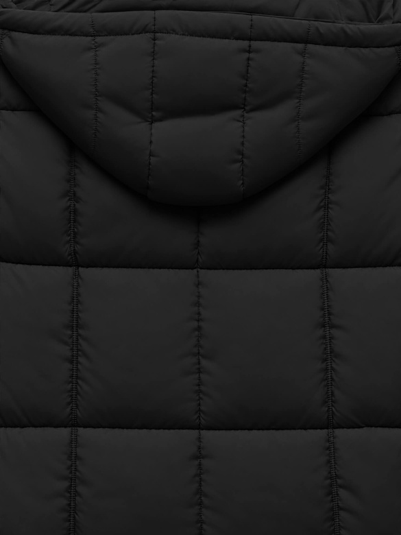 Damska kapitalna puffer kurtka damska z kapturem czarna netmoda