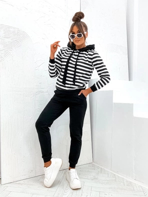 Czarny kapitalny dres damski w pasy