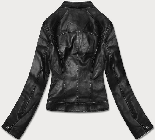 Czarna kurtka ekoskóra ramoneska wyszczuplający krój