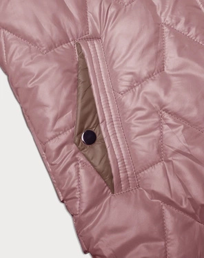 Jasno różowy dwukolorowy pikowany bezrękawnik kamizelka damska z kapturem 