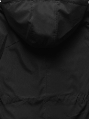 Czarno szara damska przejściowa kurtka parka