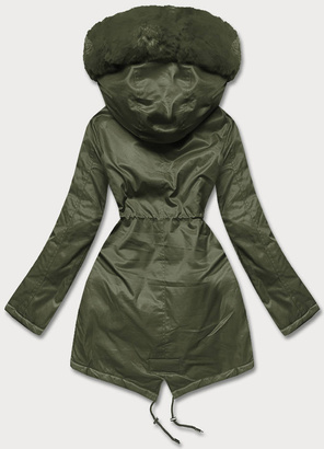 Khaki genialna zimowa parka z futrem