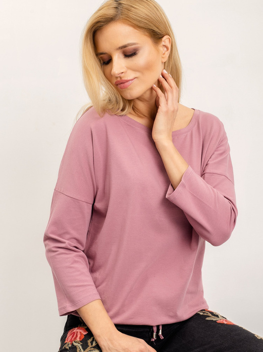 Ciemnozielona gładka i luźna bluzka basic, wiązana na dole