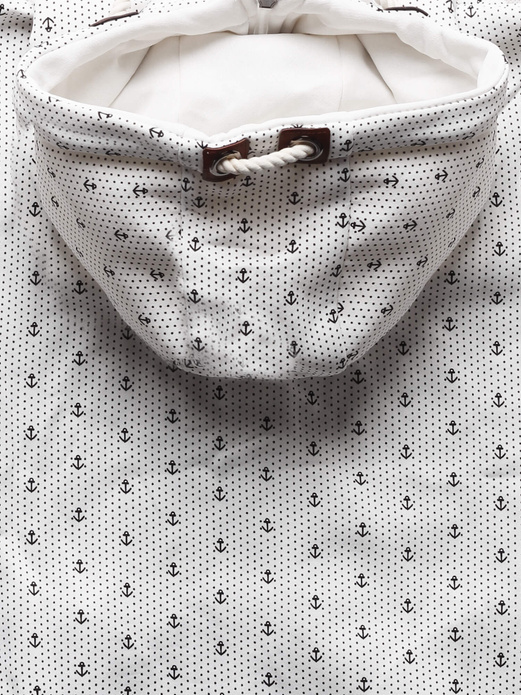 Biała damska rozpinana bluza z kapturem w kotwiczki