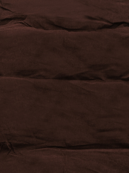 Brązowa sztruksowa krótka pikowana zimowa kurtka z kołnierzem na futerku zapinana na suwak