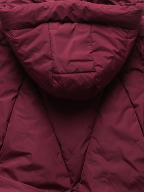 Bordowa fantastyczna zimowa długa kurtka płaszcz stójka netmoda 