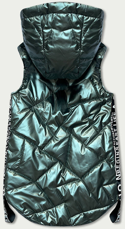 BEZRĘKAWNIK DAMSKI Z OZDOBNYMI TAŚMAMI ZIELONY (R8096-10)