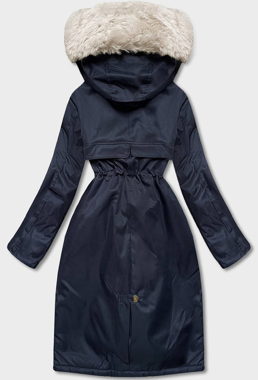 Granatowa zimowa kurtka płaszczyk na misiu