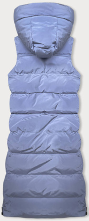 Wrzosowy puchowy długi bezrękawnik kamizelka z kapturem