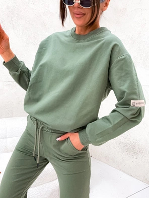 Khaki damski gładki dres komplet