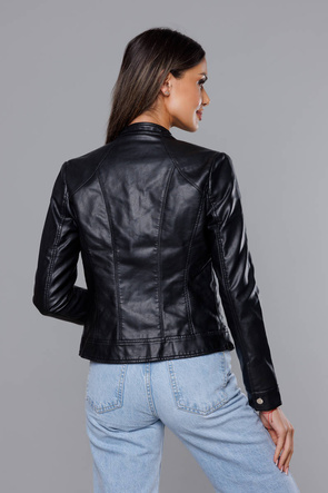 Czarna gładka kurtka ekoskóra ramoneska