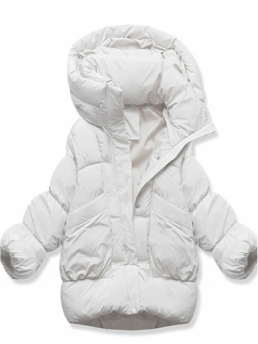 Ecru damska oversizowa zimowa kurtka z kołnierzem netmoda