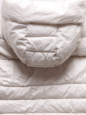 Ecru zimowa genialna pikowana kurtka z kapturem i kołnierzem