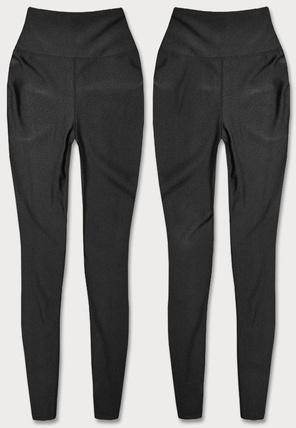 Czarne połyskujące wyszczuplające legginsy