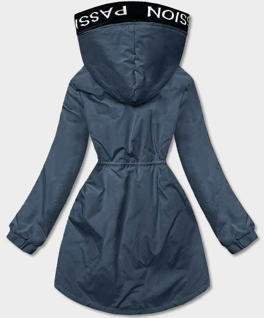 Niebieska przejściowa kurtka ze wstawkami i kapturem PASSION