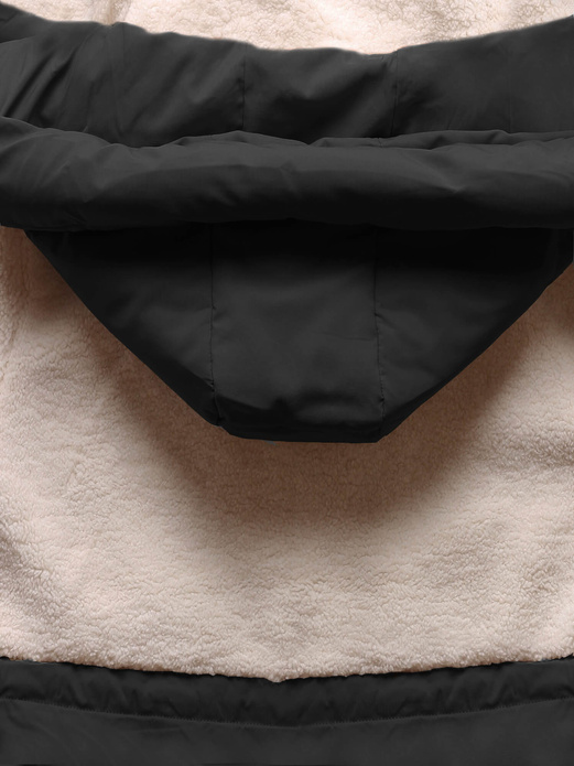 Czarna ecru kapitalna kurtka z łączonych materiałów