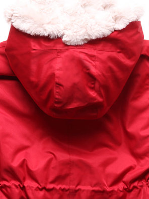 Ciemnoczerwona ciepła kurtka parka na misiu z kapturem 