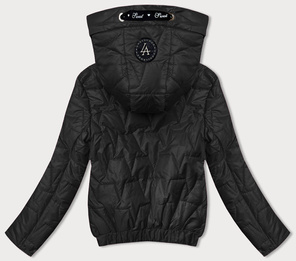 Czarna krótka przejściowa kurteczka z kapturem