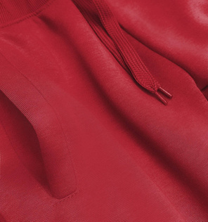 Czerwone damskie dresowe spodnie casualowe z kieszeniami i ściągaczem