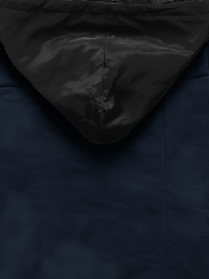 Granatowa świetna krótka bluza damska z kapturem zapinana na guziki