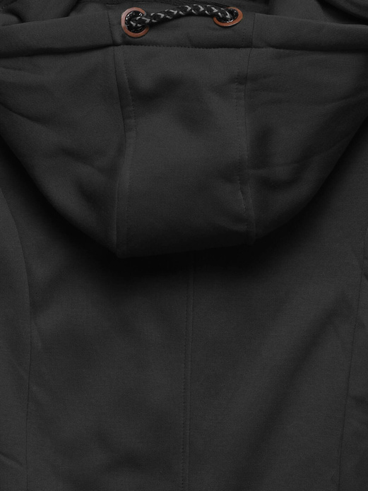 Czarna długa bluza z zamszową wstawką zapinana na suwak z kapturem