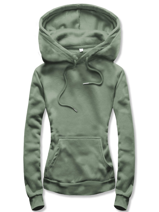 Zielona bluza dresowa damska kangurka z kapturem 