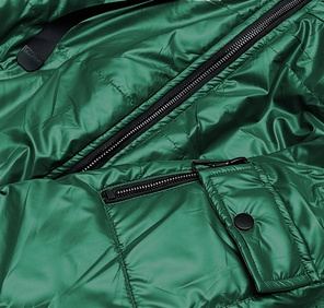 Zielona błyszcząca kurtka przejściowa na suwak