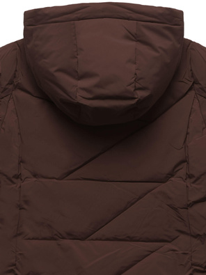 Brązowa czaderska ciepła zimowa damska kurtka na futrze z kapturem  