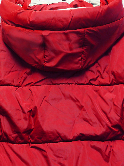 Czerwona zimowa krótka puchowa kurteczka