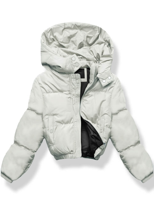 Jasnoszara genialna krótka damska kurtka puffer