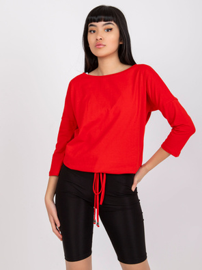 Ciemnozielona gładka i luźna bluzka basic, wiązana na dole