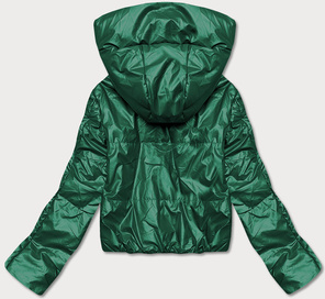 Zielona błyszcząca kurtka przejściowa na suwak
