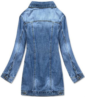 JEANSOWA DAMSKA KURTKA Z PRZETARCIAMI NIEBIESKA (POP7020-K)