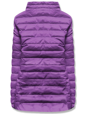 Fioletowa lekka pikowana kurtka przejściowa ze stójką