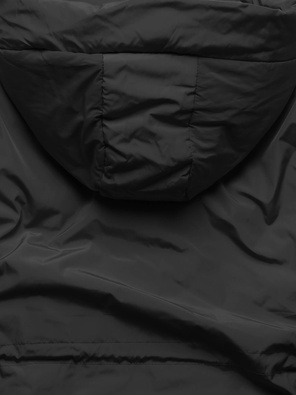 Czarna zimowa ciepła kurtka damska na futrze z kołnierzem