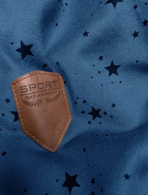 Niebieska bluza damska z kapturem zapinana na suwak w gwiazdki