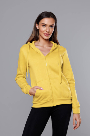 Jasnożółta zapinana damska bluza z kapturem