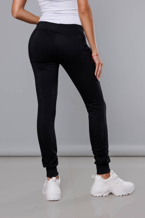 Czarne damskie dresowe spodnie casualowe z kieszeniami i ściągaczem