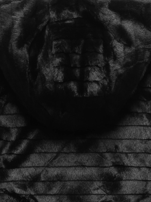 Czarna krótka zimowa kurtka damska futerko z kapturem