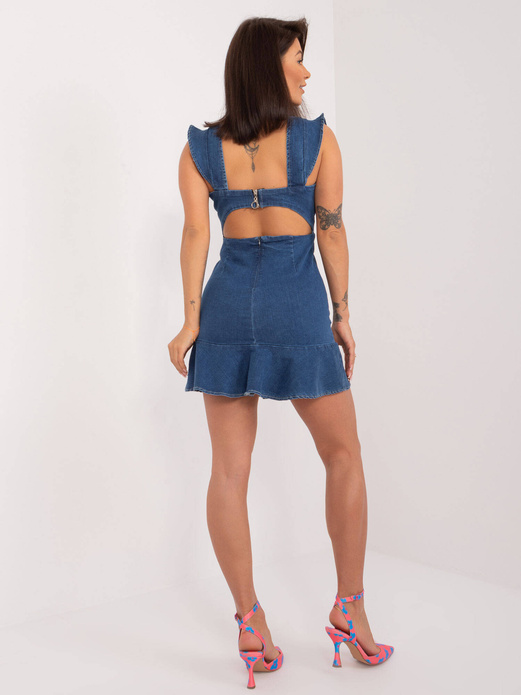 Jeansowa genialna sukienka bez pleców