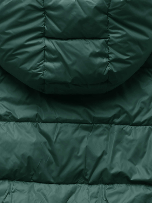 Zielono szara dwustronna zimowa damska kurtka z kapturem