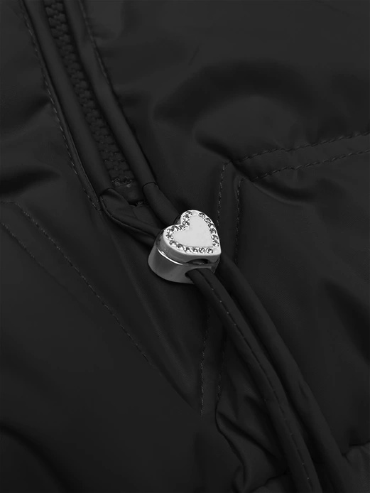 Czarna kapitalna przejściowa bomberka kurtka damska z kapturem